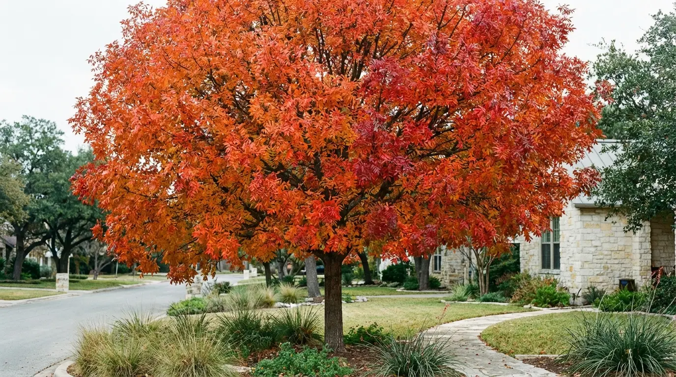 Chinese Pistachio tree in a San Antonio landscape