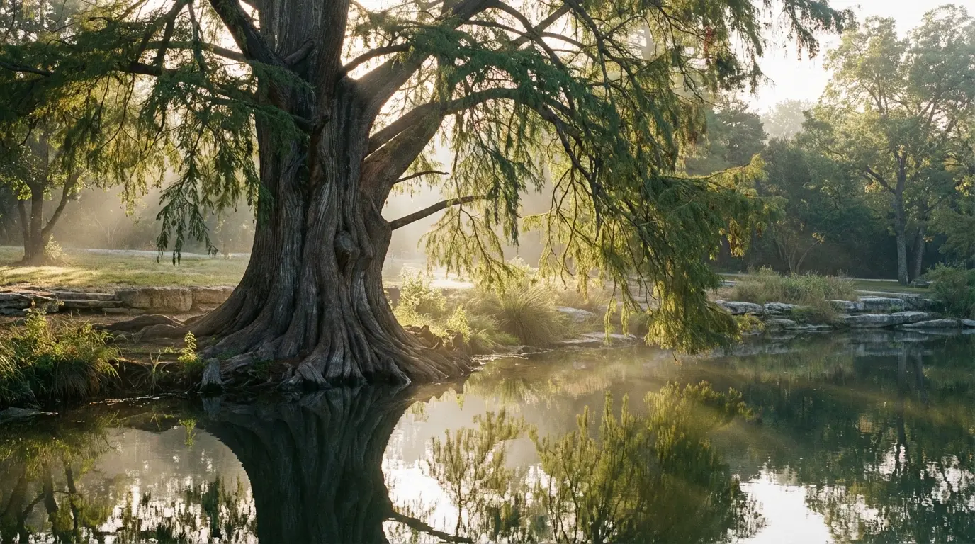 Montezuma Cypress tree in a San Antonio landscape