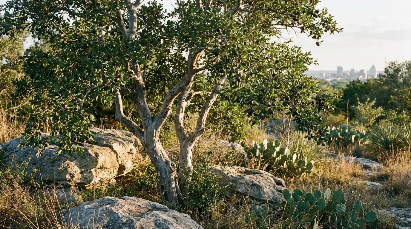 Texas Persimmon tree in a San Antonio landscape