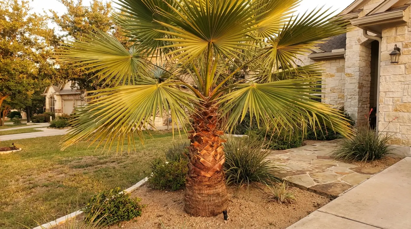Windmill Palm tree in a San Antonio landscape
