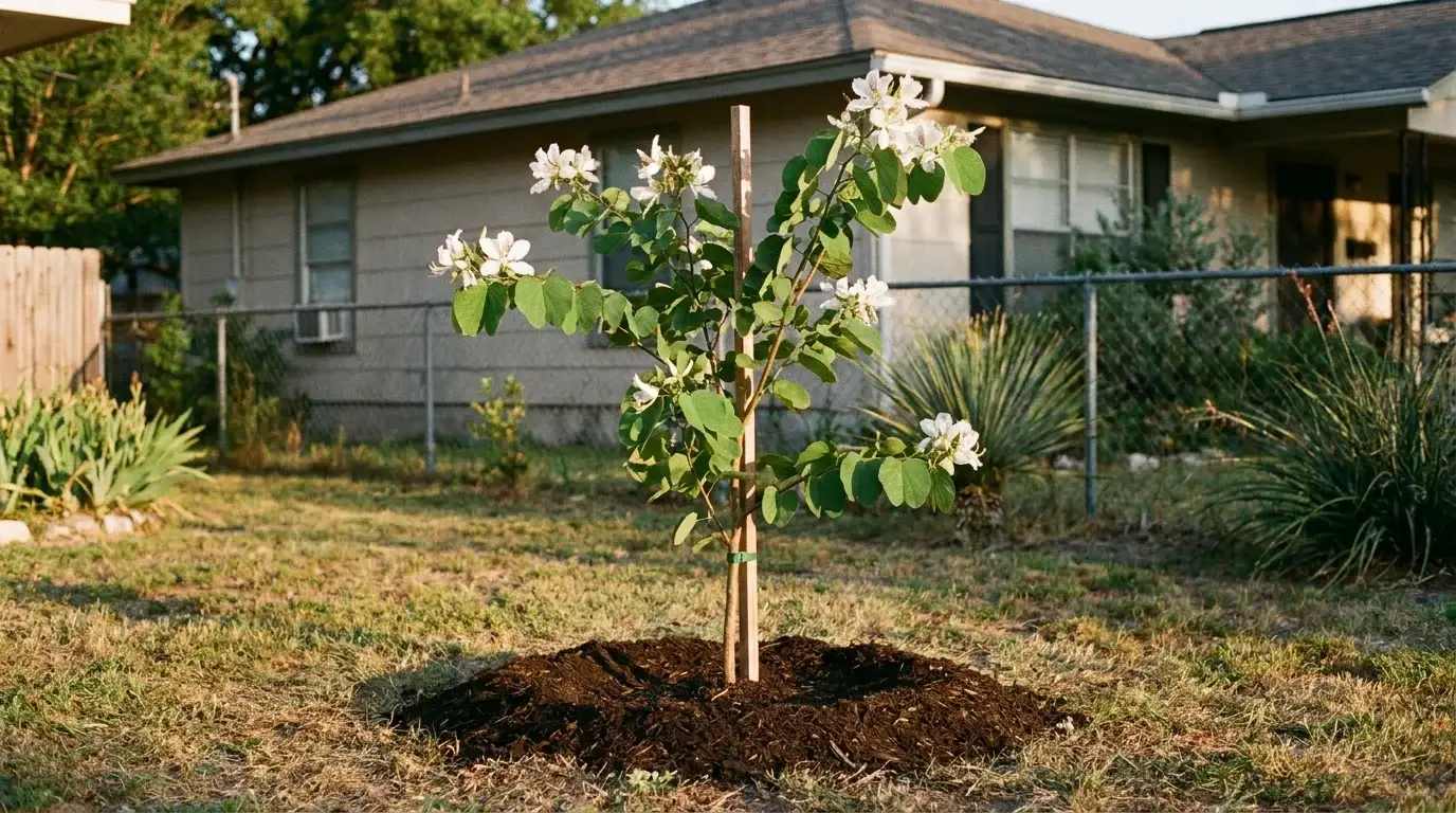 Young Anacacho Orchid Tree recently planted