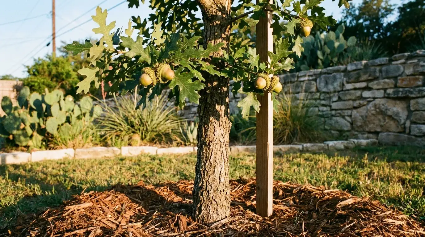 Young Burr Oak recently planted