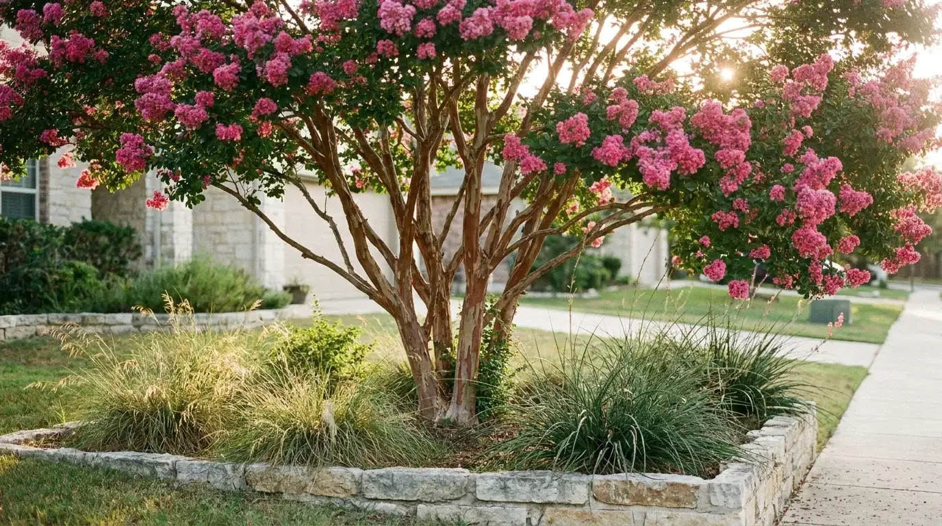 Mature Crape Myrtle in landscape