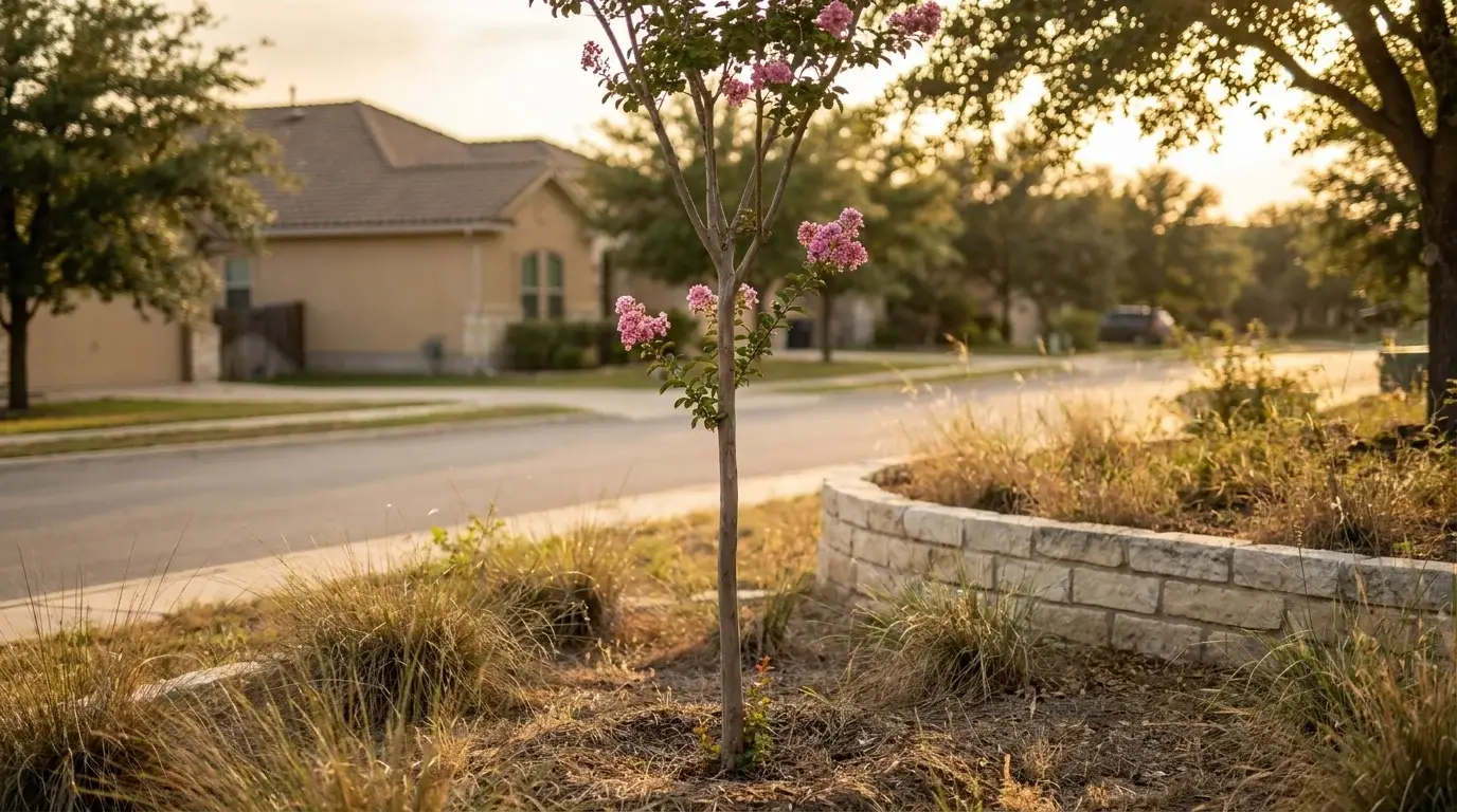 Young Crape Myrtle recently planted