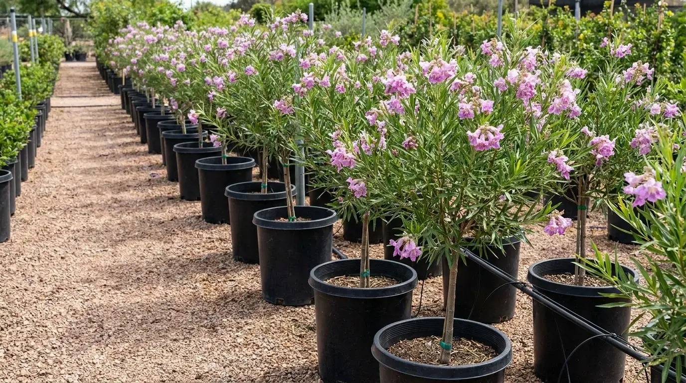Desert Willow growing at Alfaro Trees nursery