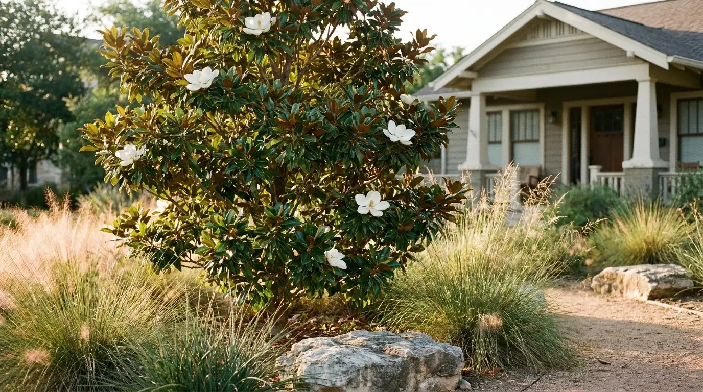 Mature Drought Hardy Magnolia in landscape