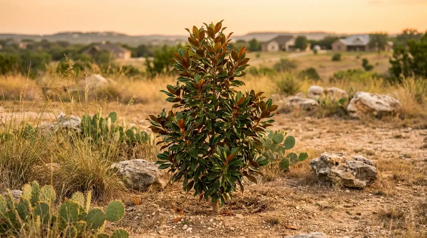Young Drought Hardy Magnolia recently planted