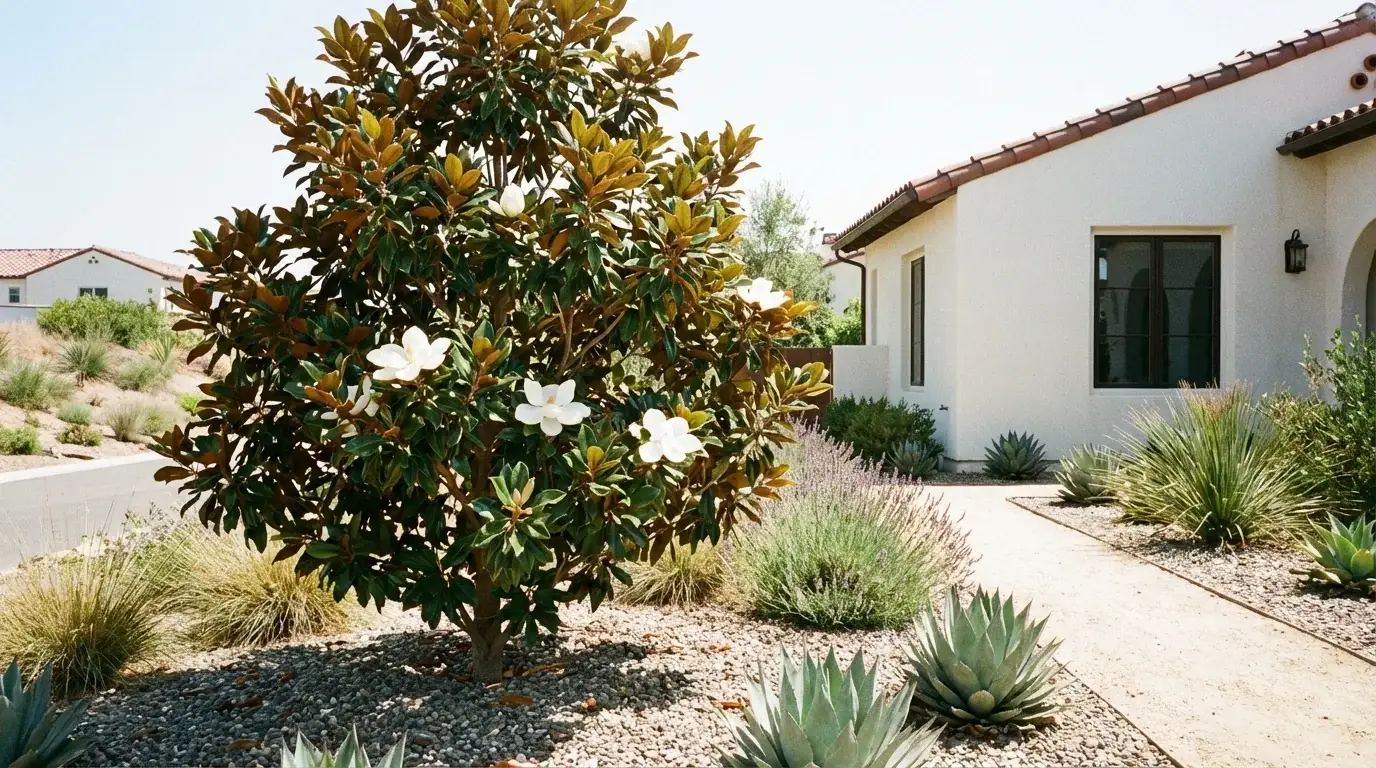 Drought Hardy Magnolia tree in a San Antonio landscape