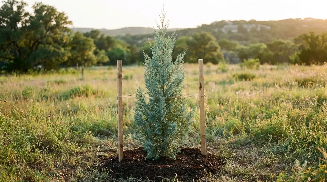 Young Eastern Red Cedar recently planted