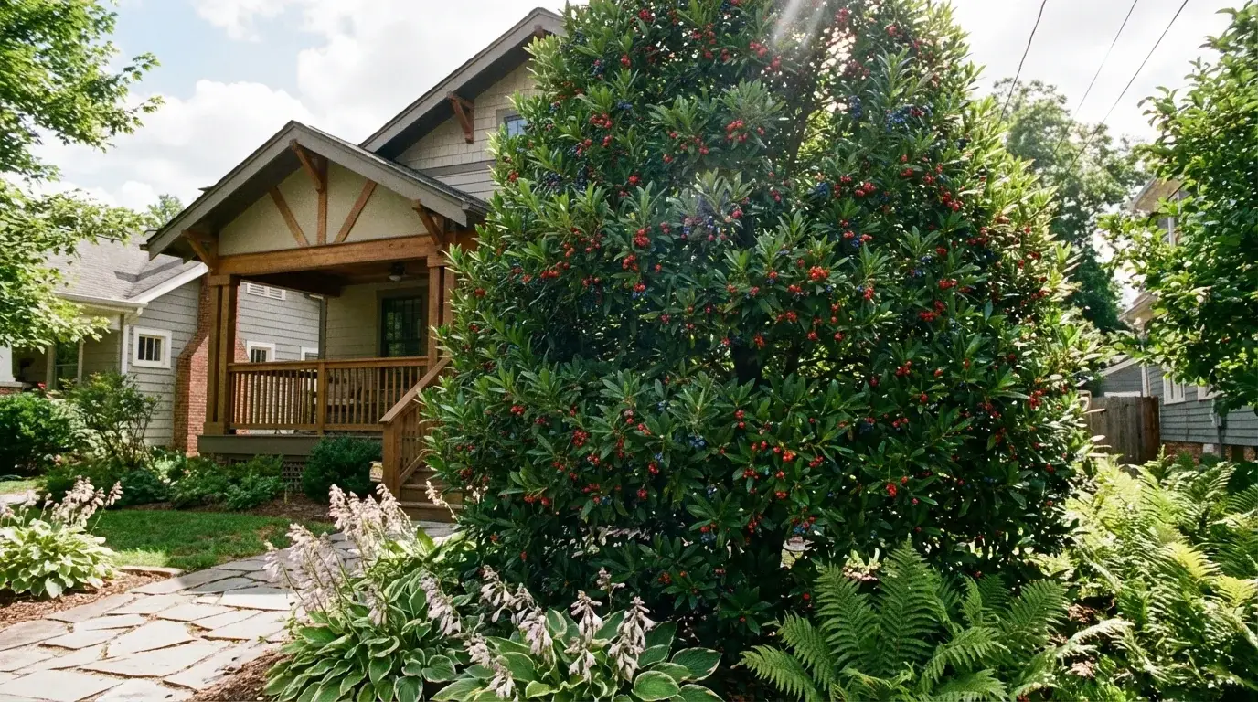 Japanese Blueberry tree in a San Antonio landscape
