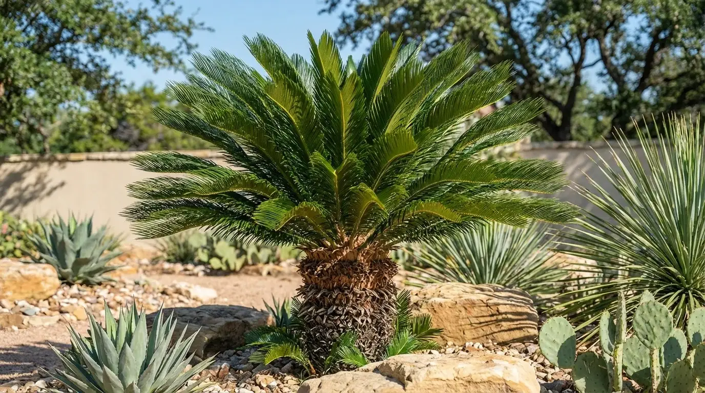 Sago Palm tree in a San Antonio landscape