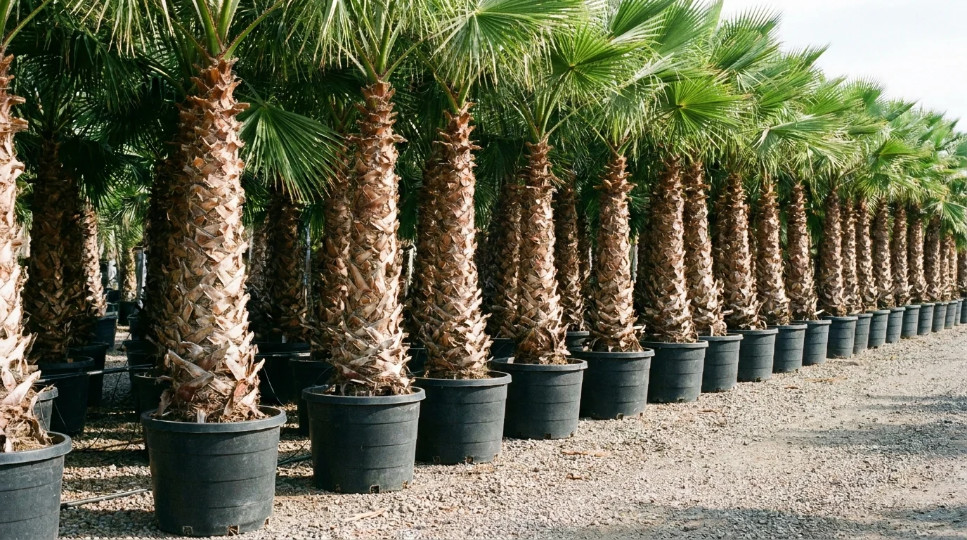 Mexican Fan Palm growing at Alfaro Trees nursery