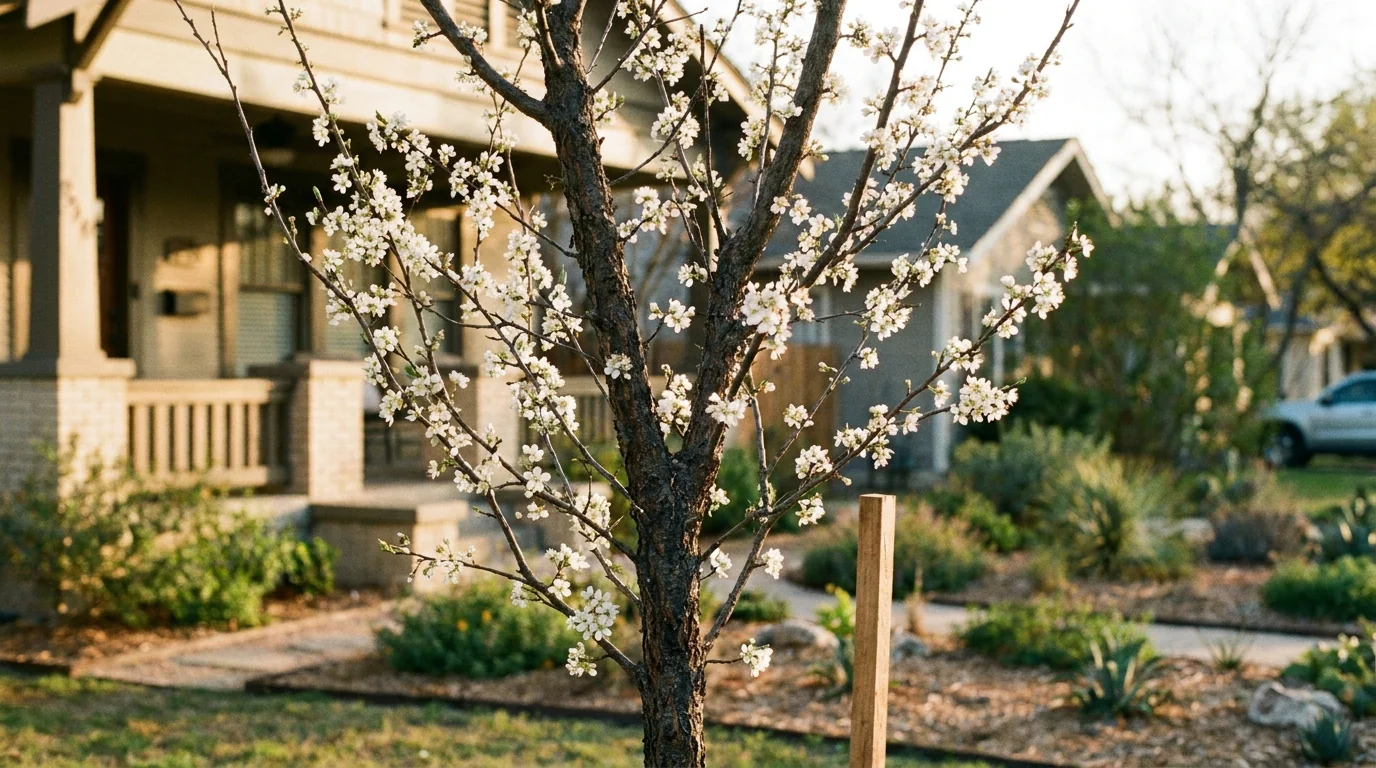 Young Mexican Plum recently planted