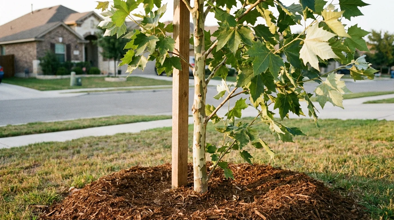 Young Mexican Sycamore recently planted