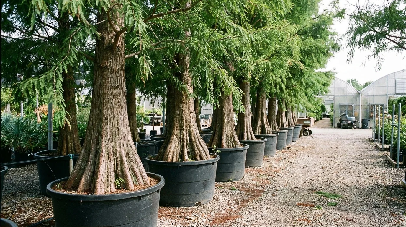 Montezuma Cypress growing at Alfaro Trees nursery