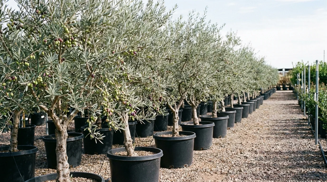 Olive Arbequina growing at Alfaro Trees nursery