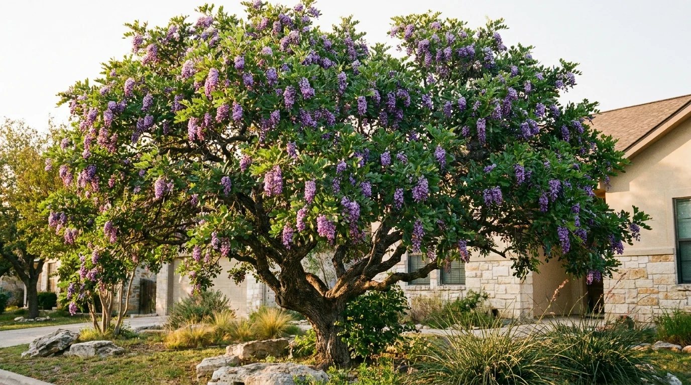 Mature Texas Mountain Laurel in landscape