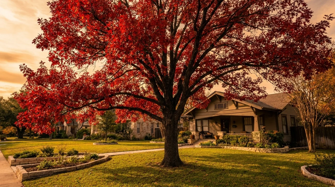 Mature Texas Red Oak in landscape