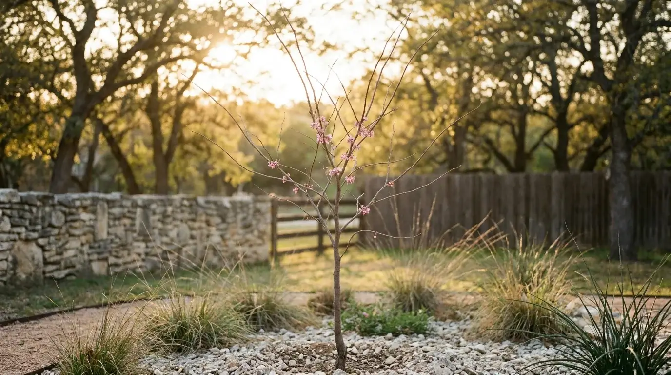 Young Texas Redbud recently planted